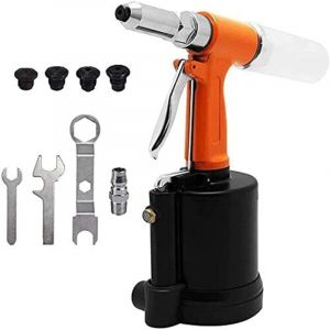 Riveteuse &agrave; air comprim&eacute; Kit de Riveteuse Pneumatique Pistolet &agrave; Rivets avec 5 Embouts Buccaux 2,4 mm, 3,2 mm, 4,0 mm, 4,8 mm, 6,4 mm