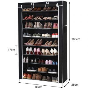 Haloyo - Armoires penderie tissu meuble de rangement chaussure noir 8828160cm &eacute;tag&egrave;re &agrave; chaussures &agrave; 9 niveaux