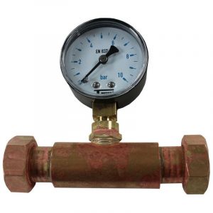 Arcanaute - Jaquette prise pression réseau eau Femelle écrou libre 3/4'' (20/27) + Manomètre Radial 0/10 bars Glycérine - Q0134FL34 + Q04R10G