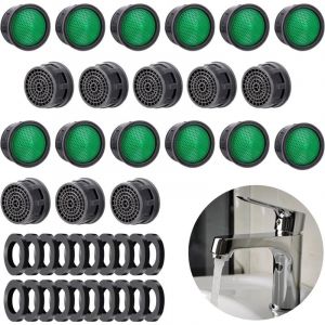 Alovez - Lot de 20 aérateurs de robinet, pièces de rechange avec joint de cache de robinet, limiteur de débit, insert de filtre, économie d'eau,