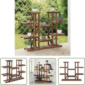 The Living Store - Support &agrave; fleurs 110x25x110,5 cm bois massif de sapin - Support Plante - Jardinerie - Rangement Ext&eacute;rieur - Fleur Pot - Meuble