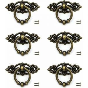 6 pcs Tiroir de Porte Bouton de Tiroir Poign&eacute;e Meuble Bronze avec Vis pour Armoire R&eacute;tro Tiroir Commode Meubles R&eacute;tro