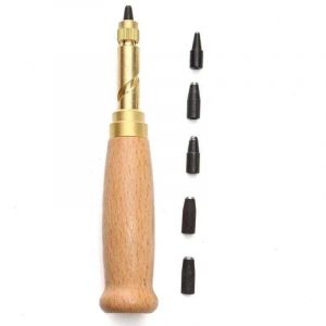 Outil de Perforation de Cuir Automatique, Perforatrice &agrave; Vis pour le Cuir, Poin&ccedil;on &agrave; Vis R&eacute;glable, Automatique Perforateur de Ceinture, 5 Tailles de