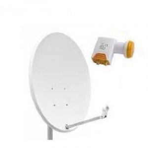 Parabole Satellite - HDME - 80cm - Acier blanc - LNB Quad Universel - 0,1dB