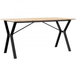D&eacute;coshop26 - Table de salle &agrave; manger design industriel 160 x 80 x 75 cm bois de pin massif et acier DEC036826