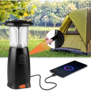 Lampe de Camping led Solaire, Lampe Camping Solaire, Lanterne Led Rechargeable, Lampe Led Portable avec 3 Modes D'éclairage, Lampe Dynamo Manivelle