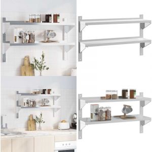 Vidaxl - tagère murale 2 niveaux 100x23,5x60cm argenté acier inoxydable - Étagère Murale - Étagère Suspendue - Étagère Métallique - Rangement Mural