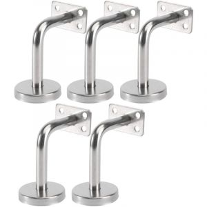 5 pièces Supports De Main Courante Acier , Murale Supports de Main Courante pour Escalier Exterieur Intérieur , Rampe Escalier Bois , Rail D'escalier
