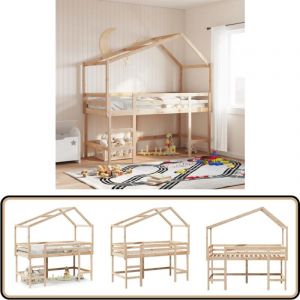Vidaxl - Lit superposé avec échelle et toit sans matelas 90x190 cm - Lit Mezzanine Enfant - Lit Plateforme Enfant - Lit Cabane Enfant - Lit Design