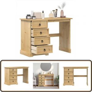 Coiffeuse Corona 104x47x75 cm bois de pin massif - Table De Chevet - Meuble De Salle De Bain - Commode - Miroir - Tiroir