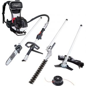 [JAMAIS UTILIS&Eacute;] Scheppach D&eacute;broussailleuse Thermique &agrave; Dos MFH5300-4BP - Rotofil - Moteur 2T de 51,7cm3 - 4en1 D&eacute;broussailleuse, Coupe-bordure,