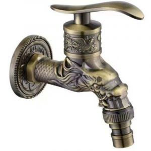 robinet mural en laiton r&eacute;tro, robinet de jardin ext&eacute;rieur G1/2", robinet mont&eacute; en laiton antique, robinet mural vintage, robinet sculpt&eacute; de dragon
