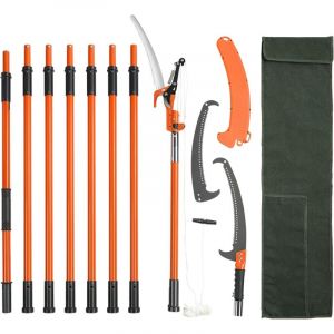 Scie &agrave; &Eacute;laguer T&eacute;lescopique 2,24-8,24 m Scie &agrave; Perche Extensible Lame en Acier Tranchant Scie d'&Eacute;lagage avec 8 Poteaux Fibre de Verre Ciseaux Coupe