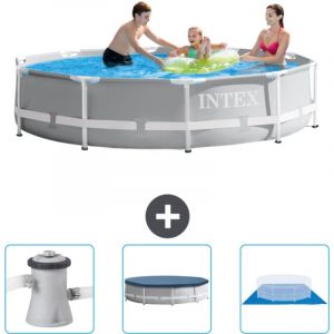 Intex - Piscine ronde à cadre prisme 305 x 76 cm - Grise - Incluse Accessoire CB76