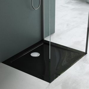 Mai&mai - Receveur de Douche Bac &agrave; Douche 70x80x4cm en Acrylique Noir Rectangulaire avec bonde F2AL1