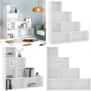 Bibliothèque/Cloison Blanc 155x24x160 cm Bois d'ingénierie - Bibliothèque Blanche - Bibliothèque Moderne - Étagère Murale - Rangement Intérieur