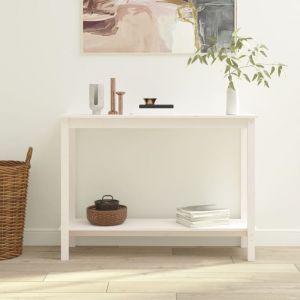 Console Design industriel Table d'entrée Blanc 110x40x80 cm Bois massif de pin 82501