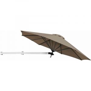 Costway - Parasol Mural en Aluminium &oslash; 250 cm, Parasol en Porte-&agrave;-Faux de Balcon avec M&acirc;t R&eacute;glable, Parasol Inclinable avec Tissu anti-UV et &Eacute;vent,
