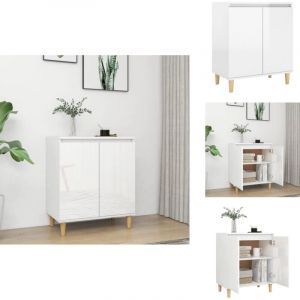 Vidaxl - Buffet avec pieds en bois blanc brillant bois d'ingénierie - Buffet Scandinave - Meuble Rangement - Commode Blanche - Mobilier Entrée