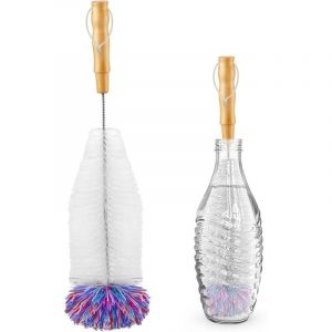 Brosse à Bouteilles pour Bouteilles Brosse à Bouteille avec Tête en Laine pour Bouteilles en Verre, Thermos et Tasses Nettoyage Doux et Efficace sans