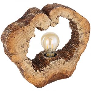 Globo - Lampe de table tronc d'arbre Lampe de chevet aspect bois Lampe de table disque d'arbre, plastique, 1x E27, LxH 30,5 x 25,5 cm