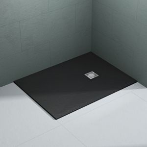 Mai & Mai Receveur de Douche Antid&eacute;rapant Bac &agrave; Douche Gris Noir Mat en R&eacute;sine Marbre Artificielle 90x120x3cm Rectangulaire G&eacute;o9 avec Bonde AL06