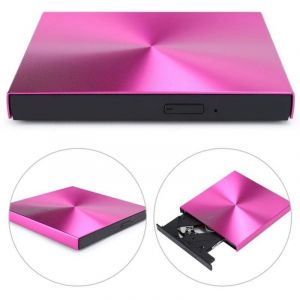 Lecteur de CD Graveur de CD DVD Lecteur Externe USB 3.0 - Rose - Portable - Haute Vitesse - CD, VCD, DVD