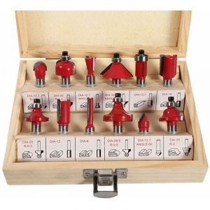 M&egrave;ches de Toupie 12Pcs Coffret de Fraises Pour D&eacute;fonceuse, Fraises defonceuse 8mm Fraises &agrave; Rainurer Pour Outils de Menuiserie Outil de Travail du