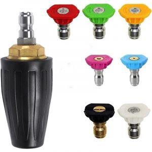 Buse turbo pour nettoyeur haute pression, buse rotative et 7 pointes, raccord rapide 1/4', 4000 Psi, kit jet pour nettoyeur haute pression, rotabuse