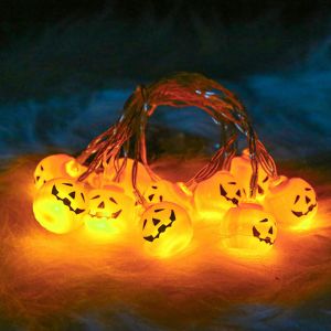 Guirlande lumineuse LED pour Halloween, lanternes citrouilles et lumières décoratives en forme de tête de mort, piles pour arbre de Noël, fête de