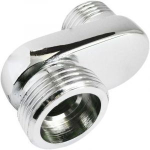 Blanc Habitat &ndash; Raccord laiton chrom&eacute; contre-coude excentr&eacute; 25mm &ndash; M&acirc;le 15/21 et m&acirc;le 20/27 &ndash; Installation horizontale robinetterie