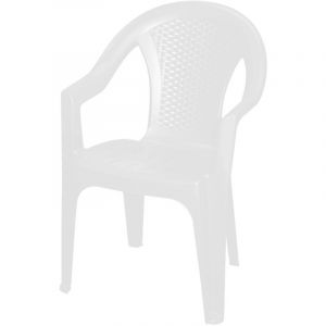 Spetebo - Chaise de jardin en plastique blanc - 82 x 55 cm - Chaise monobloc en imitation rotin