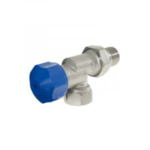 Robinet équerre inversée thermostatisable MF 3/4" (20/27) avec douille écrou ezowell (bleu) - Conecterm