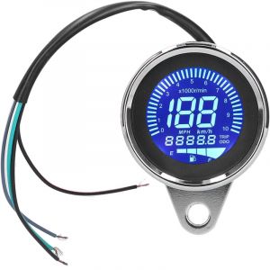 Compteur de Vitesse 0‑160KM/H LCD Numérique LED Indicateur de Vitesse GPS Compteur Kilométrique étanche pour Moto 12V DC Style Rétro Chromé