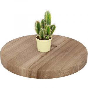 Plateau de table rond 40 cm en bois naturel Pour table basse ronde ou de chevet Épaisseur : 40 mm Couleur : Marron Noisette - Lamo Manufaktur