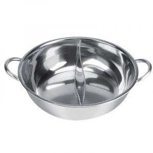 Fondue Chinoise, Hot Pot à Deux Saveurs en Acier Inoxydable Cuisinière à Induction, Four à Gaz, Four Électrique Plaque Vitrocéramique, etc(31cm)