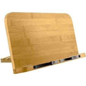 Support Pliable R&eacute;glable Taille M Pupitre de Lecture avec 2 Clips en Bois pour Porte Livres Cuisine Recettes Tablets