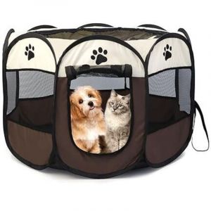 Parc pour chiots octogonal pliable 74 x 43 cm pour animaux de compagnie, facile &agrave; transporter parc pliable animaux Parc &agrave; Chiot Parc de Jeu en Tissu