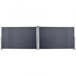 Swanew Double Paravent Brise Vue Occultant 180x600cm Rétractable Auvent Latéral Gris