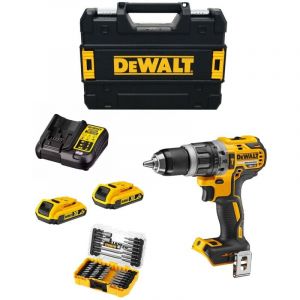 Perceuse &agrave; Percussion DeWALT DCD796D2T (2 x 2,0 Ah DCB107 TSTAK II) Jeu de 40 embouts de vissage