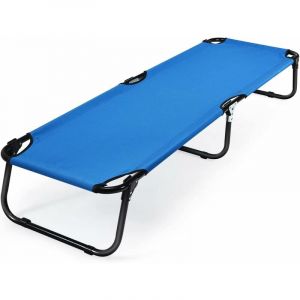 Goplus - Lit de Camping Pliant, Lit de Camp Portable de 191 cm avec Cadre en Acier, Tissu Oxford, Lit de Couchage Militaire/Armée Extérieure, Lit de