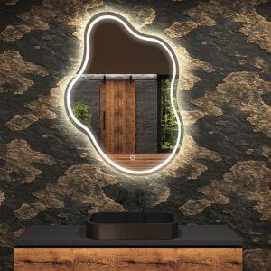 Artforma - Miroir de salle de bain led - Miroir 64x84cm asymétrique - Interrupteur sensitif - Blanc Froid - (EMKE223)