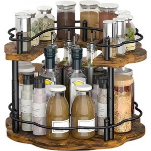 &Eacute;tag&egrave;re &agrave; &eacute;pices, plateau tournant en bois &agrave; 2 niveaux, &eacute;tag&egrave;re &agrave; &eacute;pices, &eacute;tag&egrave;re &agrave; &eacute;pices, &eacute;tag&egrave;re &agrave; &eacute;pices, plateau tournant Lazy Susan, organiseur
