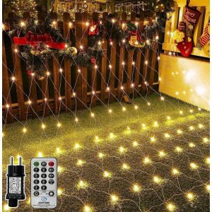 Guirlande Lumineuse Filet 200 LEDs 3M x 2M Filet Lumineux Nol Exterieur tanche 8 Modes Maille Lumineuse pour Jardin Balcon Rideau Dcor Blanc Chaud
