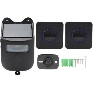 Alarme d'all&eacute;e sans fil Carillon de porte Alarme d'all&eacute;e solaire Sonnette de porte int&eacute;rieure avec capteur infrarouge Syst&egrave;me de s&eacute;curit&eacute; domestique