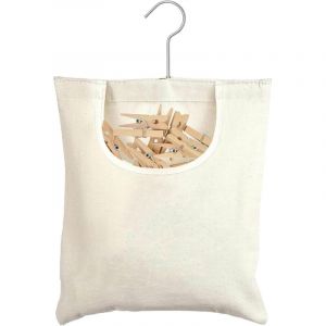 Sac &agrave; pinces &agrave; linge - Convient pour jusqu'&agrave; 100 pinces &agrave; linge - Panier m&eacute;nager avec crochets - Sac &agrave; pinces &agrave; linge &agrave; suspendre - R&eacute;utilisable