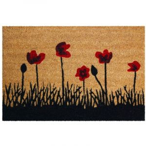 SANS MARQUE Tapis coco naturel coquelicot, 40 x 60 cm