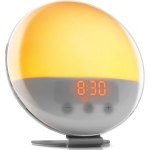 Simulateur d'Aube &ndash; Pour un &Eacute;veil en Lumi&egrave;re &ndash; R&eacute;veil Lumineux avec Mode Nuit Noire et Bruit Blanc &ndash; Simulation Soleil, Cr&eacute;puscule, Lampe Chevet,