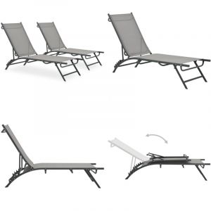 Vidaxl - Chaises longues lot de 2 Textilène et acier - Chaise Longue - Transat - Mobilier De Jardin - Salon De Jardin - Détente Extérieure - Home &