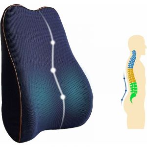 Ensoleille - Coussin lombaire ergonomique en mousse à mémoire de forme avec housse lavable et sangle réglable pour bureau, maison et voiture